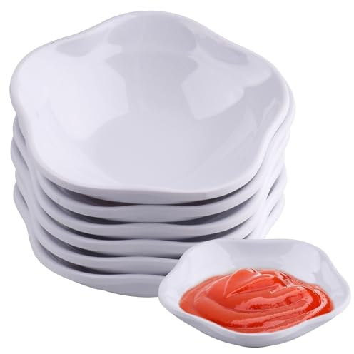 suaywo Set di 6 Ciotole per Salsa di Soia Ciotole Colazione Piccola 4,5 pollici Ciotola per Snack per Contenere Salse, Salse per Intingere, Spezie - Bianco
