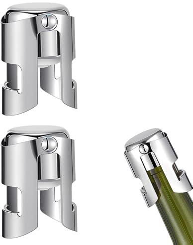 Maslasee 2pcs Champagne Stoppers, Wine Bottle Stoppers for Champagne Prosecco Cava​​ Stainless Steel Sparkling Wine Saver with Locking Clamp Leak Proof Reusable ​​Wine Stopper​​ ​​Prosecco Stopper