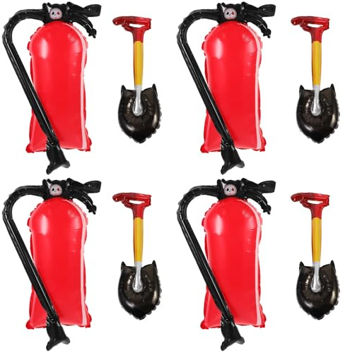 Alipis Aufblasbare Folienballons Feuerwehr Feuerlöscher Feuerspaten 8 Stück Partydeko für Kindergeburtstag und Feuerwehr Mottoparty