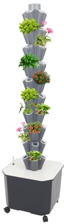 GramStudio Sistema di coltivazione idroponica con ruote, 10 ripiani, sistema idroponico a 50 fori, con timer, idroponico Grow Kit per verdure, frutta, erbe aromatiche
