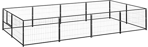 Hundezwinger, Welpenauslauf Stall, Tierlaufstall, Welpenauslauf, Gitterbox Hund, Hundezwinger Schwarz 8 m² Stahl Fürs Kleine Haustiere, Welpe, Kaninchen, Katze
