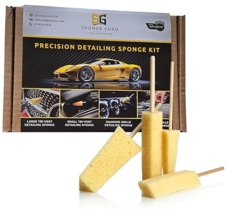 Sponge Guru Precision Detailing Sponge Kit, 4 Piece, High-Grade Synthetic Material, Car Interior Cleaning