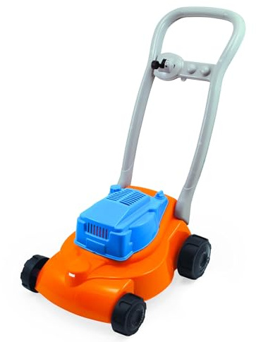 ToyToyToy Spielzeug Rasenmäher für Kinder mit Mähgeräusch 55 cm sehr stabil (Orange)