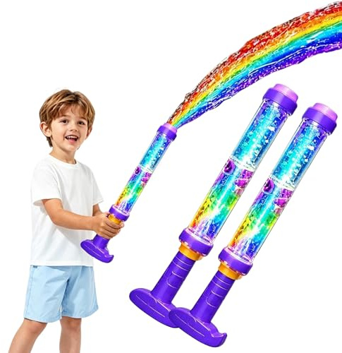 2026 New Glowing Rainbow Led Water Blaster, Firework Water Spray Gun With Lights, Creativity Firework Style Water Squirter High Pressure Pull-Out Water Blaster For Summer (2 PC)