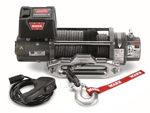 WARN 87800 M8000-S Series Electric 12V Winch with Synthetic Rope: 3/8 Diameter x 100' Length, 4 Ton (8,000 lb) Pulling Capacity