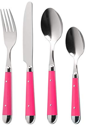Premier Housewares Brasserie Cutlery Set – 16 Piece hot pink