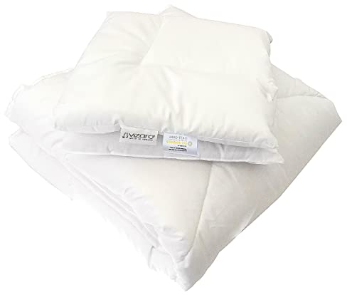 Vizaro - STEPPDECKE - BETTDECKE + Kissen 300g - KINDERWIEGE 70X140cm - 100% Reine Baumwolle - Winter - Öko-Tex 100 Zertifiziert - Antiallergisch - Messungen 100x135cm, 30x60cm - Made in EU