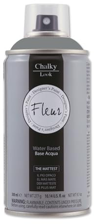 FLEUR Spray Vernice Chalk Paint, Extra Opaco, all' Acqua senza Odore, MultiSuperficie, 300 ml F75 Smoky, Effetto Gesso, Shabby Chic Vintage, per Mobili, per Interno - Esterno