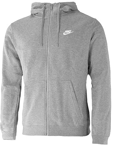 Nike Herren Hoodie M NSW CLUB FZ FT,Grau (Dark Grey Heather/White), XXL