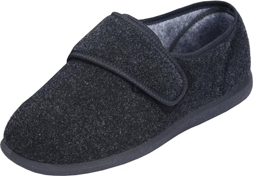 Cosyfeet Richie - Charcoal - 8-3H Width - Extra Wide Men's Slippers