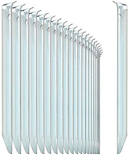 COM-FOUR® 24 picchetti da tenda in acciaio – picchetti semicircolari e robusti per il campeggio e l'esterno, ideali per pavimenti normali, con foro per un estrattore di picchetti