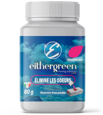 Eithergreen SANIFICANTE Elimina odori per la pulizia di serbatoio acqua potabile, cisterna, camper, mucillagini e calcare - 4 bustine idrosolubili da 20g