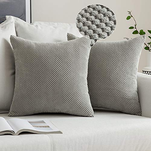 MIULEE 2er Set Kissenbezüge Dekokissen Körnig Dekorativ Kissenbezug Kissenhülle Sofakissen Deko Bezug Weich Zierkissen Kissen für Wohnzimmer Schlafzimmer 40x40cm Hellgrau