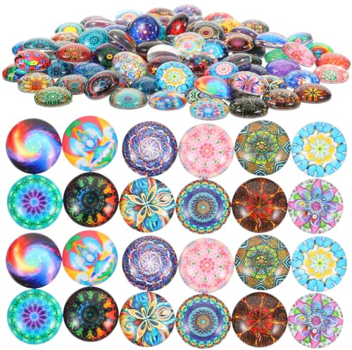 Heallily 100 Stück 12 mm flache Rückseite Halbrunde Mosaik Glassteine für Schmuckherstellung Basteln Basteln