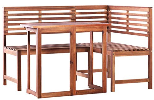 trädgårdsmöbler 2-TLG. Bistro-set fällbar bord-bankset trädgårdsbord hörnbank sittgrupp, akazie-massivt trä, slipad och oljad, brun