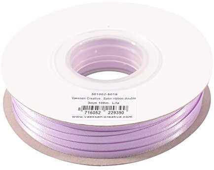 Vaessen Creative Satinband 3mmx100m Flieder, Schleifenband, Dekoband, Bänder zum Basteln, Stoffbänder für Hochzeit, Taufe Und Geburtstagsgeschenke, Violett