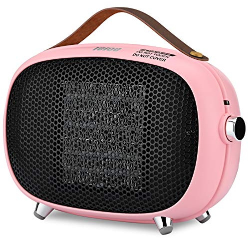Teioe Mini Electric Ceramic Space Heater 800W/400W, Small, PTC with Tip-Over and Overheat Protection, 3 Operating Modes for Office, Bedroom and Under Desk (PINK)