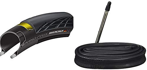 Continental Grand Prix 5000 Neumático Plegable para Bicicleta, Unisex Adulto, Negro, 28 | 700 x 25C + Fahrradschlauch Race 28 Cámara, Unisex Adulto, Negro-Negro, S