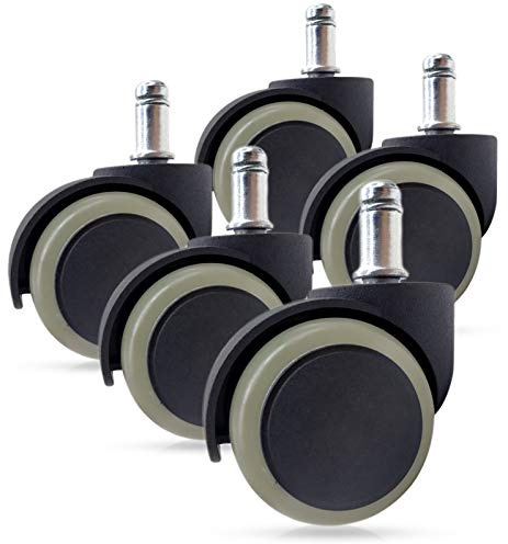 Gresunny 5pcs bürostuhl hartbodenrollen bürostuhl Rollen hartboden Gummi bürostuhl ersatzrollen doppelrollen drehstuhlrollen stuhlrollen hartboden für Laminat Parkett Fliesen Teppich 11 * 22mm