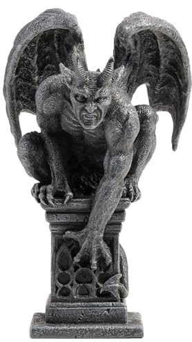 Veronese Design 7 Inch Imp Face Gargoyle Crouching on Pedestal Polyresin Collectible Figurine Gothic Fantasy Decor for Home or Gift