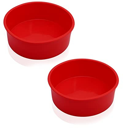 2 Pezzi 20cm Stampi in Silicone per Dolci, 8 Pollici Grande Stampo Rotondo in Silicone, Antiaderenti e Rilascio Tortiera in Silicone, Set di Stampo Torta, per Torte a Strati, Torte e Formaggi
