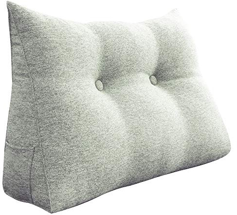 Johnear Rückenkissen als Bettkopfteil Rückenkissen Bett Dreieckiges Lesekissen Rückenlehnkissen Lendenkissen Bücherkissen Kopfenden Stützkissen für Bett Sofa (Elfenbeinweiß, 80×20×50cm)