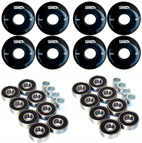 Switch Roller Blade Räder 8er Pack 68mm 88A mit Lagern ABEC 9 Inline Skate Räder Schwarz