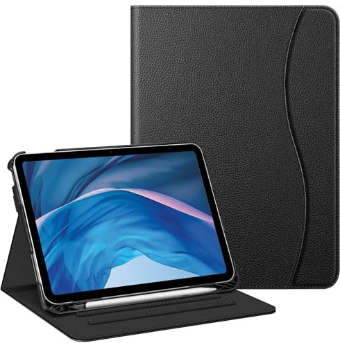 Fintie Hülle für iPad A16 11./ 10. Generation (11/10.9 Zoll, 2025/2022 | Multi-Winkel Folio Schutzhülle mit Stifthalter, Dokumentenfach und Auto Schlaf/Wach Funktion, Schwarz