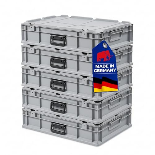 PROREGAL SET SUPER ÉCONOMIQUE 5x Bac Euro NextGen Portable | HxLxP 13,5x40x60cm | 23 litres | Eurobox, boîte industrielle, boîtes de rangement, empilables, conteneur de stockage, bacs de rangement