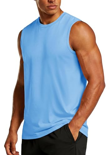 TACVASEN Men's Sleevless Vests Cotton Summer Workout Tank Top Gym Sports | Quick Dry Breathable Sleeveless T Shirts