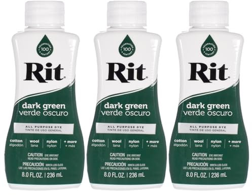 Rit Dye – 237 ml, flüssige Stofffarbe für Kleidung, Dekoration und Basteln, Dunkelgrün (3 Stück)