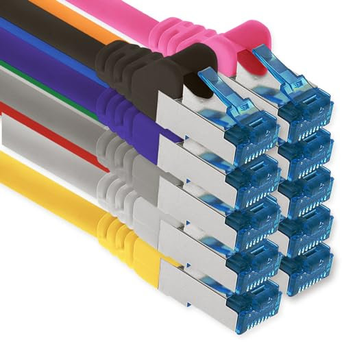 freiwerk 3.0 M - Câble réseau CAT-6a, Ethernet, Lan & patch câble RJ-45 SFTP 10GB/s - 10 pièces 10 couleurs