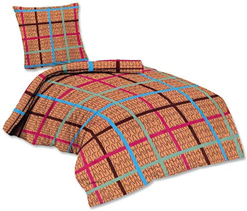 EXKLUSIV HEIMTEXTIL Doppelpack Flanell Bettwäsche Reißverschluss Sam Marke 135 x 200 cm + 80 x 80 cm