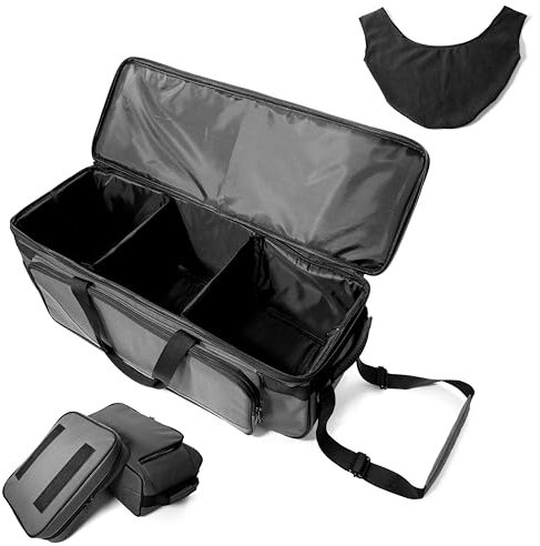 LOLE Bowlingtasche mit drei Rollen, für drei Bälle, tragbare schwarze Tragetasche mit großer Seitentasche und abnehmbarem Schuhetui und Zubehörhalter, komplett mit Ballpolierer