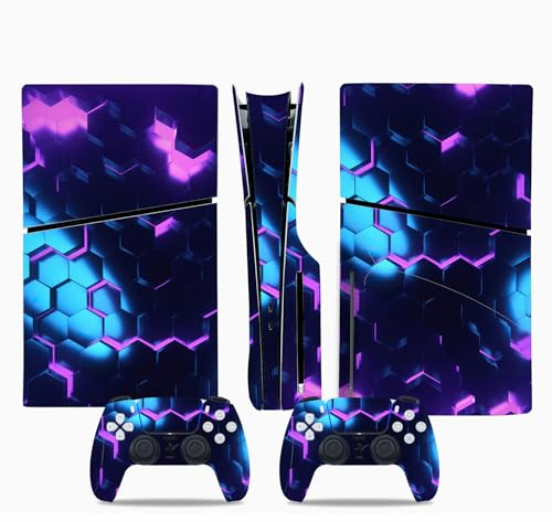 Console and Controller Accessories Cover Skins for Sony PS5 Slim Disc Edition,Carbon Fiber Protective Wrap Cover Vinyl Sticker Decals for Playstation 5 Slim,Game Console Accessories (0044)