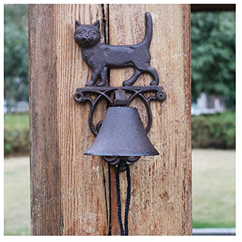 Antiker Ring-Türklopfer, Türklopfer, Vintage-Katzen-Türklingel, robuste Wandglocke aus Gusseisen, schöne kleine Katzen-Handglocken