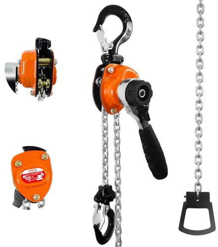 TKK Mini Chain Hoist 1/4 Ton 550Lbs - 5ft Lift, Manual Lever Chain Hoist G80 Alloy Steel, 2 Heavy Duty Hooks for Garages, Warehouse, Automotive Machinery Reliable