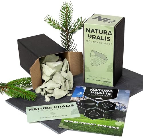 Natura Uralis Ural Green Clay | 200g Natural Clay, Pastel to Verdant - Amazing Crunch, Satisfying Earthy, Velvety and Firm Texture, ASMR Sensation