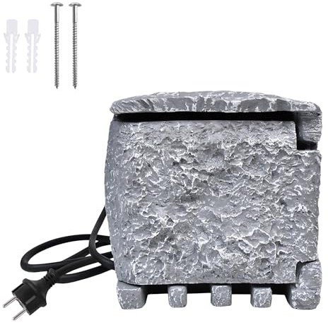 JOIEYOU Gartensteckdose 4 Fach Außensteckdose Wasserdicht Stein Bodensteckdose mit 3 m Kabel Aussensteckdose für Küche Garage Garten Aussen