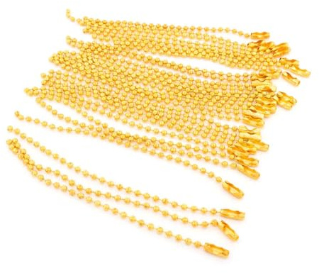 Vintageparts Kurze Kugelketten mit Verschluss in Goldfarben beschichtet 10 cm 30 Stück für DIY-Projekte, Schmuckzubehör