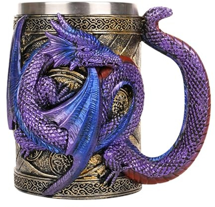 Wpsagek Medieval Dragon Mug, Dungeon and Dragons Beer Cup with Handles, Medieval Dragon Beer Stein Tankard Gothic Drink Cup, Halloween