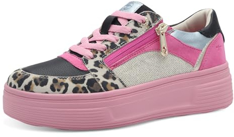 Tamaris Comfort Damen Plateau Sneaker mit Reißverschluss Low Top, Mehrfarbig (Pink Multi), 38 EU