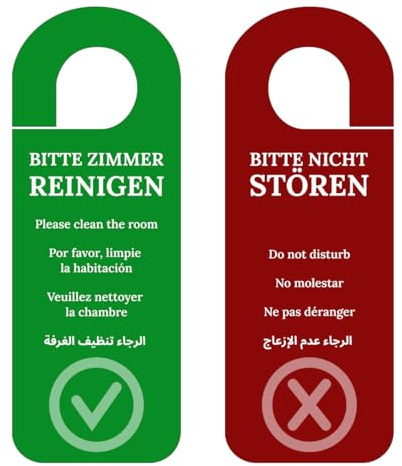 Türschild Hotel Bitte nicht stören Türanhänger beidseitig Rot Grün 5 Sprachen 27x10 cm (10)