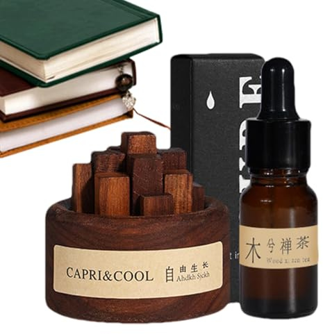 Diffuseur d'huiles essentielles - Ensemble rond sans eau en bois de noyer noir | Diffuseur d'aromathérapie portable sans électricité pour salon et salle de bain