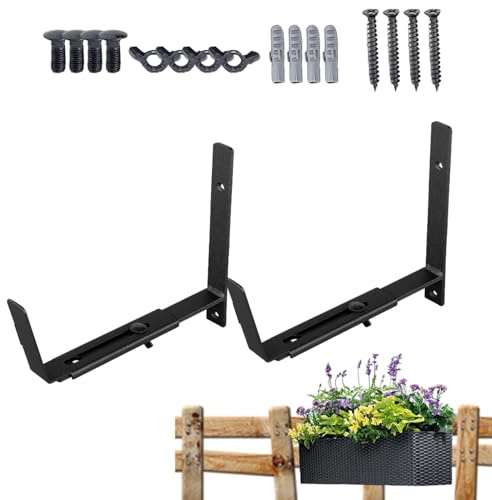 Soportes de caja de ventana – Soportes de metal ajustables para macetas, soportes resistentes para cajas de flores | Soportes resistentes para cajas de ventana, soportes de fácil instalación para