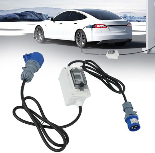 Compteur électrique numérique mobile 230 V 16 A, avec étanchéité IP67, câble de 1,5 m, pour camping-cars, véhicules électriques, 3 x 1,5 mm², en caoutchouc, câble d'alimentation puissant (prise CEE)