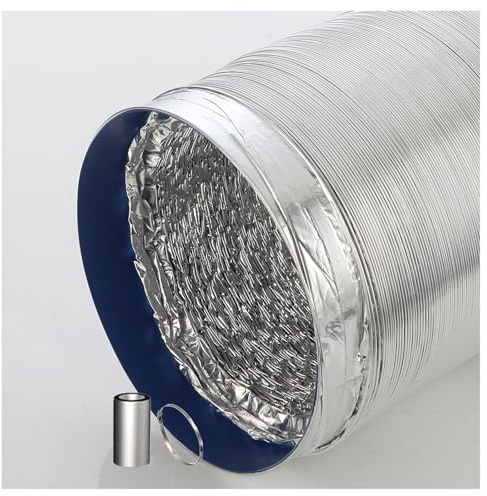 Flexible Luftleitungen zur Belüftung, Schallgedämmter und Hitzebeständig Aluminium Lüftungsschlauch, Abluftschlauch Klimaanlage mit Stahldraht Innen, Flexible Lüftungsleitung(2m,150mm)