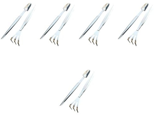 Mipcase 5 Set Set Di Attrezzi Per Invasatura Pinzette Da Cucina Pinzette a Punta Fine Cucina Delle Pinze Punto Piegato Attrezzi Per Bonsai Pinze Per Cucinare Acciaio Inossidabile