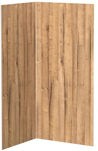 AUPROTEC Aluverbundplatte 3mm Schwarzwald Eiche 3er Set Wandverkleidung 2100 x 900 mm Aluminium Duschrückwand inkl. Profile 2x Inneneck, 2x Abschluss, 1x Verbinder, Silber Eloxiert