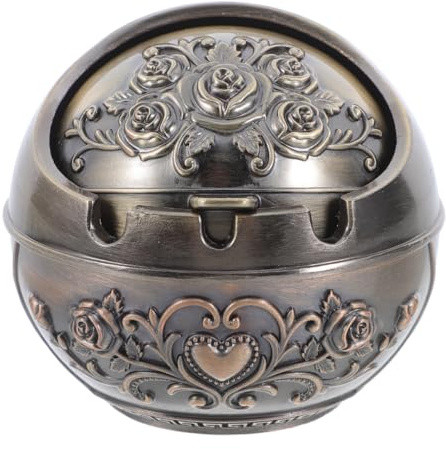 HOMOBABE Creative Ashtray with Lid Round Small Ash Tray for Home Indoor Outdoor Patio Use Portable Ash Tray Holder Anti-Drop Design Home Decor Accessory
